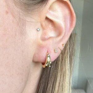 The Marcella Gold plated stainless steel and pearl hoops huggie hoop earrings